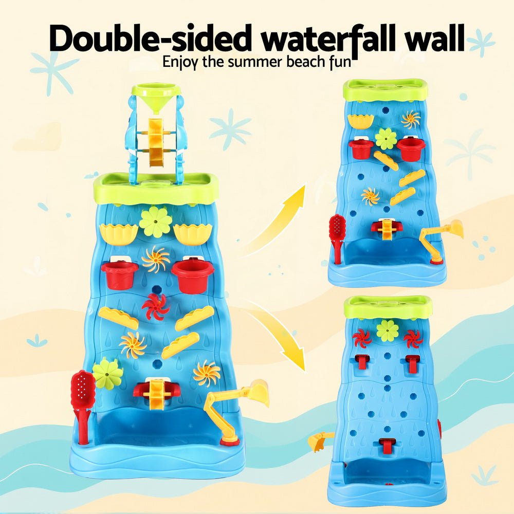 Kids Sand and Water Table Waterfall Wall Sandpit Toys Beach Shovel
