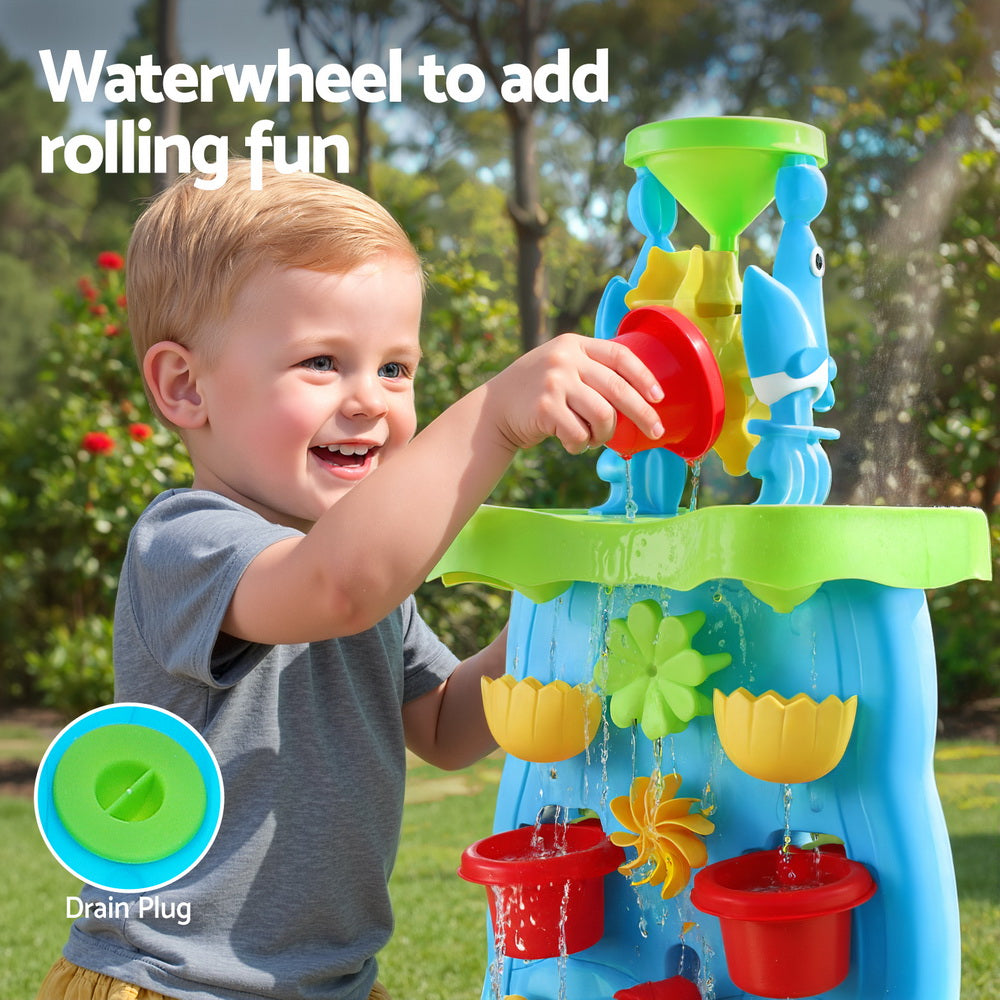Kids Sand and Water Table Waterfall Wall Sandpit Toys Beach Shovel