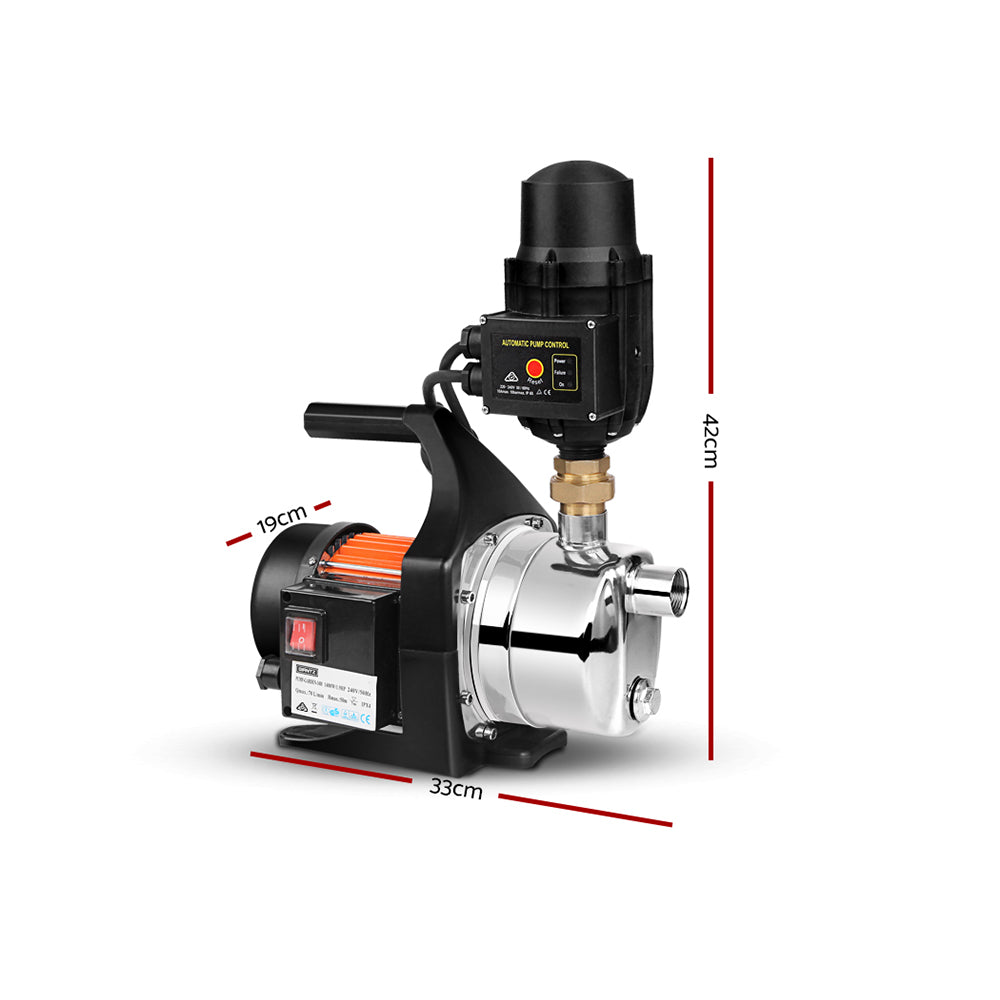 Garden Water Pump 1500W High Pressure Tank Rain Farm Irrigation Black