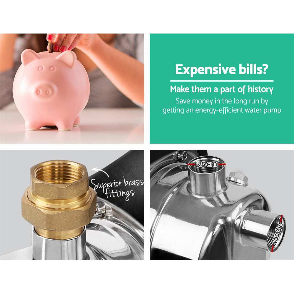 Garden Water Pump 1500W High Pressure Tank Rain Farm Irrigation Black