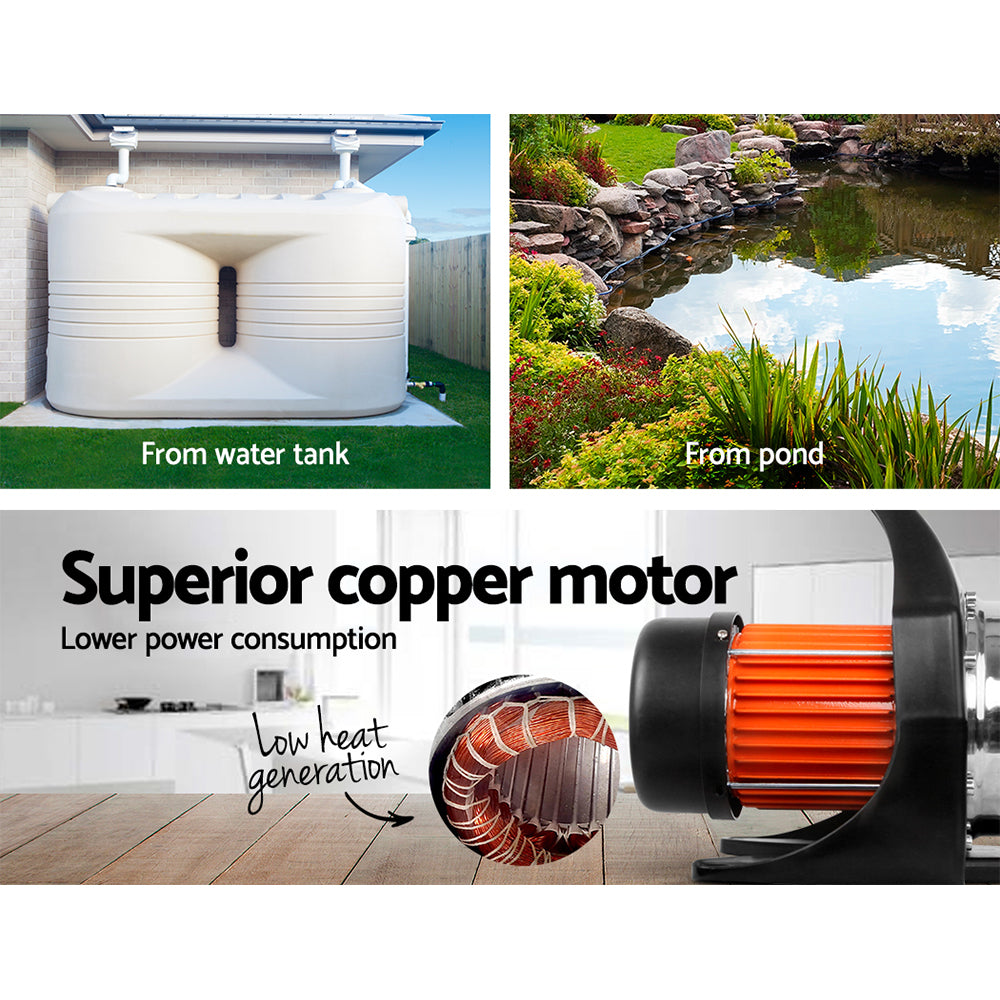 Garden Water Pump High Pressure 1500W Tank Rain Farm Irrigation House Yellow