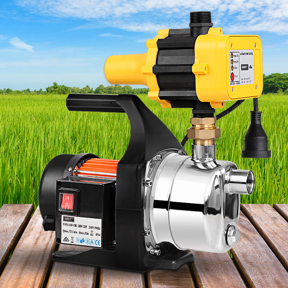 Garden Water Pump High Pressure 1500W Tank Rain Farm Irrigation House Yellow