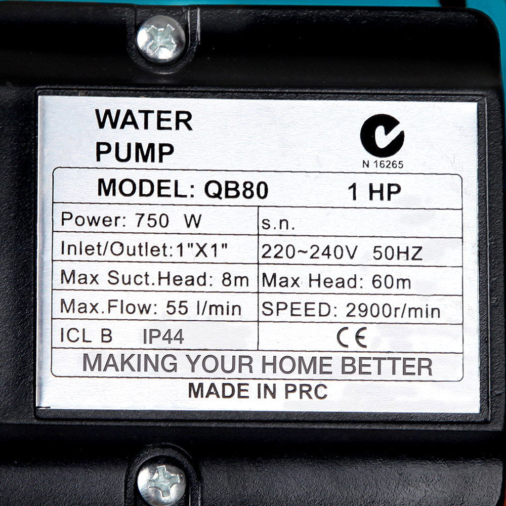 Peripheral Water Pump Garden Boiler Car Wash Auto Irrigation QB80 Yellow