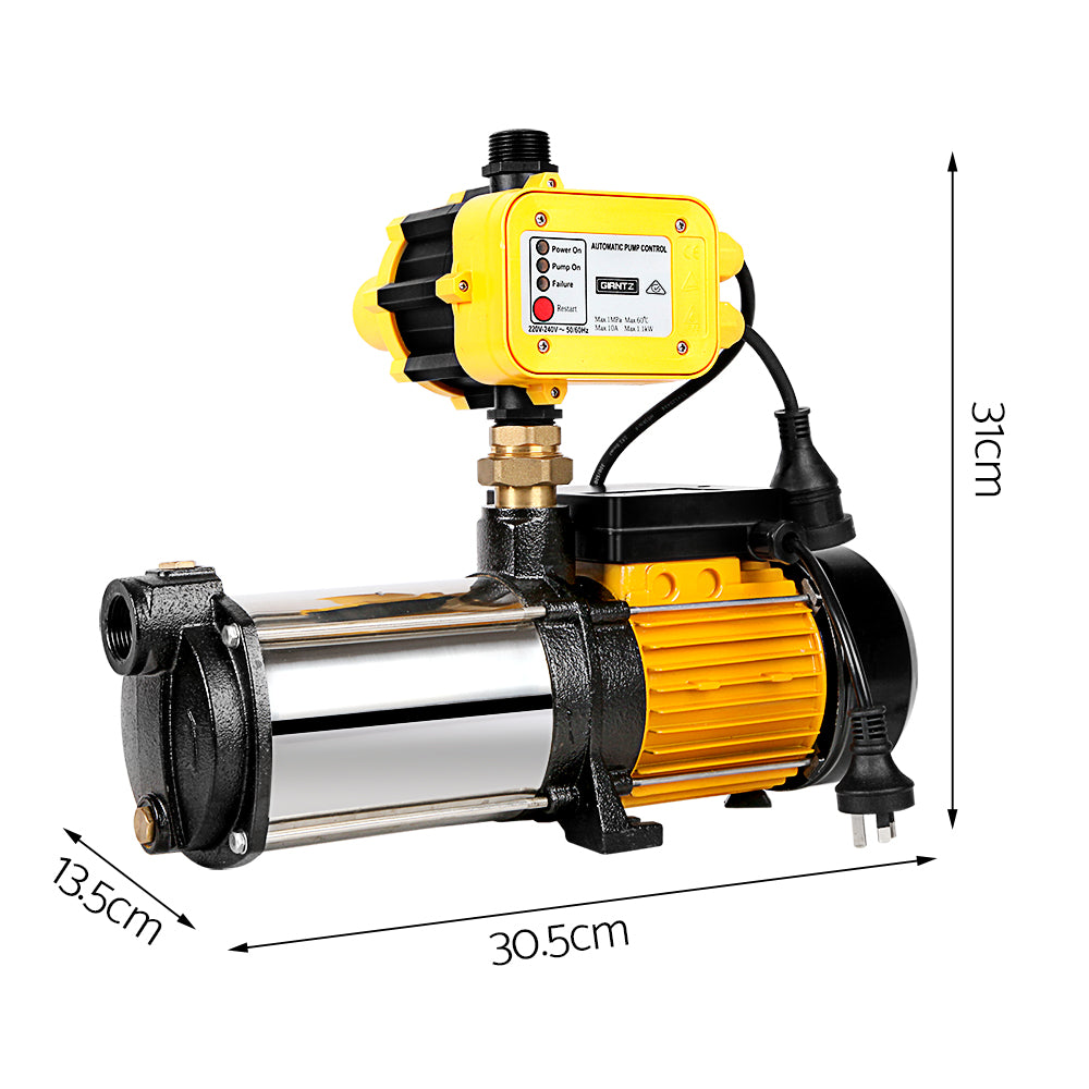 Garden Water Pump High Pressure 2000W 4-Stage Tank Irrigation Yellow