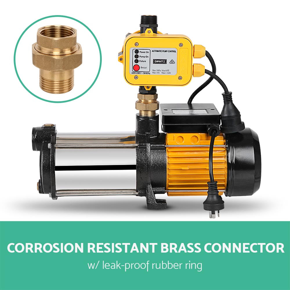 Garden Water Pump High Pressure 2000W 4-Stage Tank Irrigation Yellow