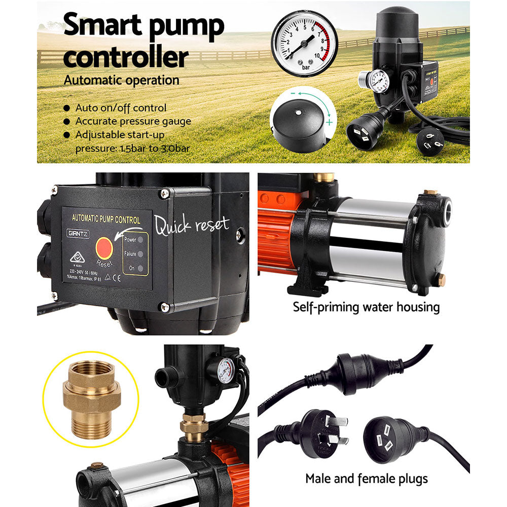 Garden Water Pump High Pressure 1800W 5-Stage Tank Irrigation Black