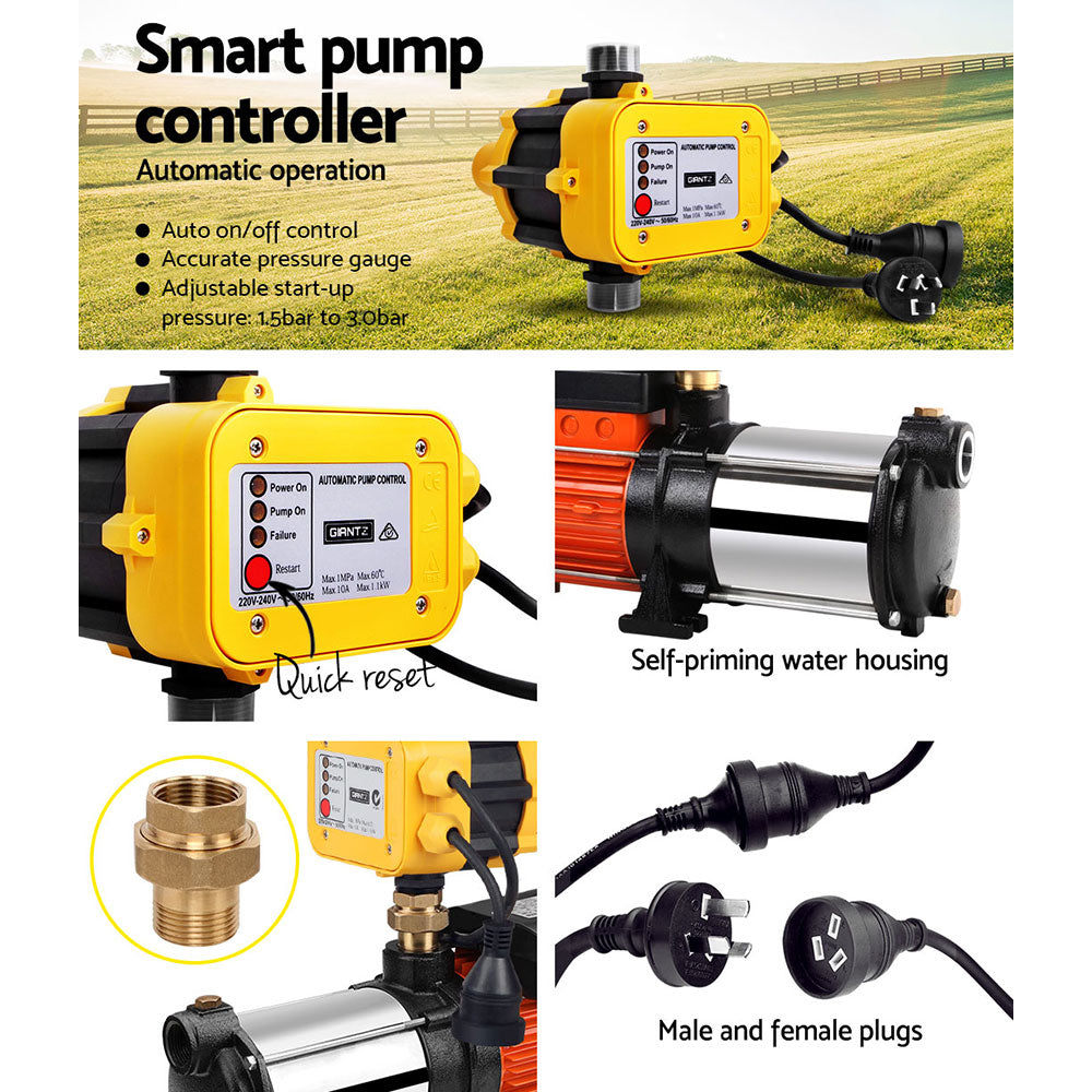 Garden Water Pump High Pressure 1800W 5-Stage Tank Irrigation Yellow
