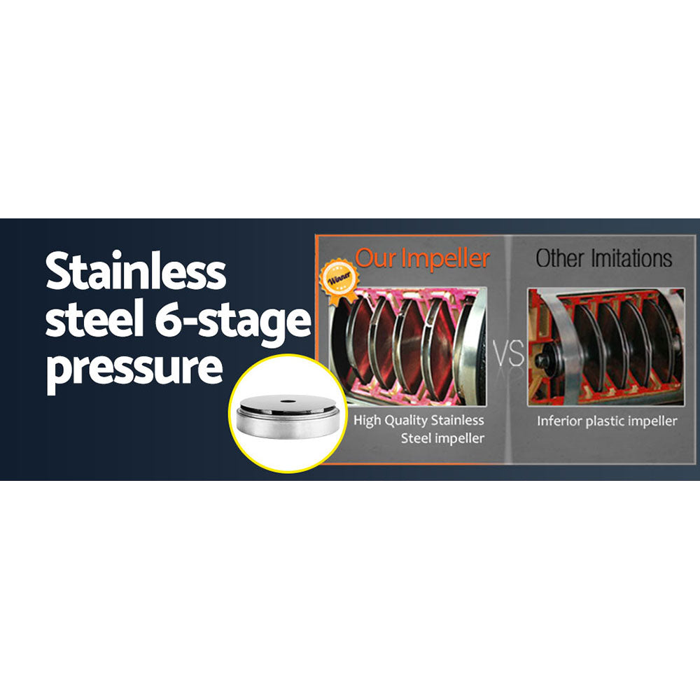 Garden Water Pump High Pressure 2500W 6-Stage Tank Irrigation Yellow