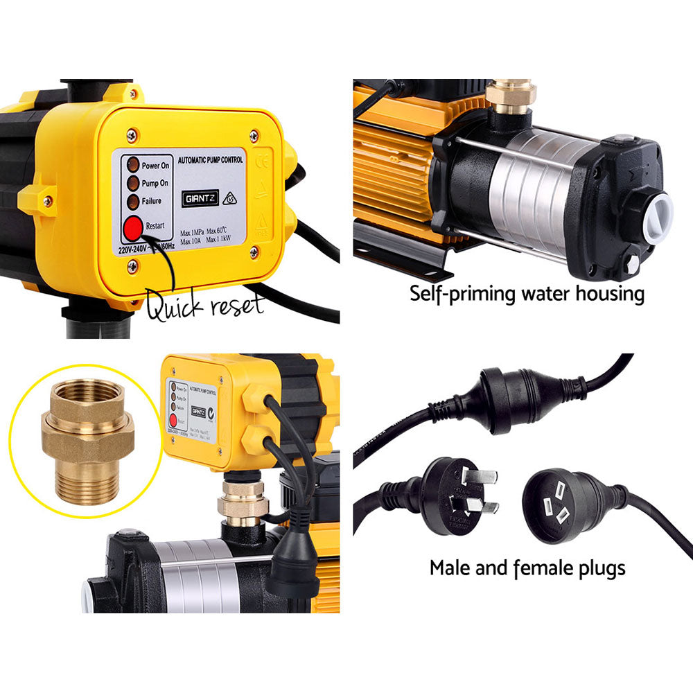 Garden Water Pump High Pressure 2500W 6-Stage Tank Irrigation Yellow