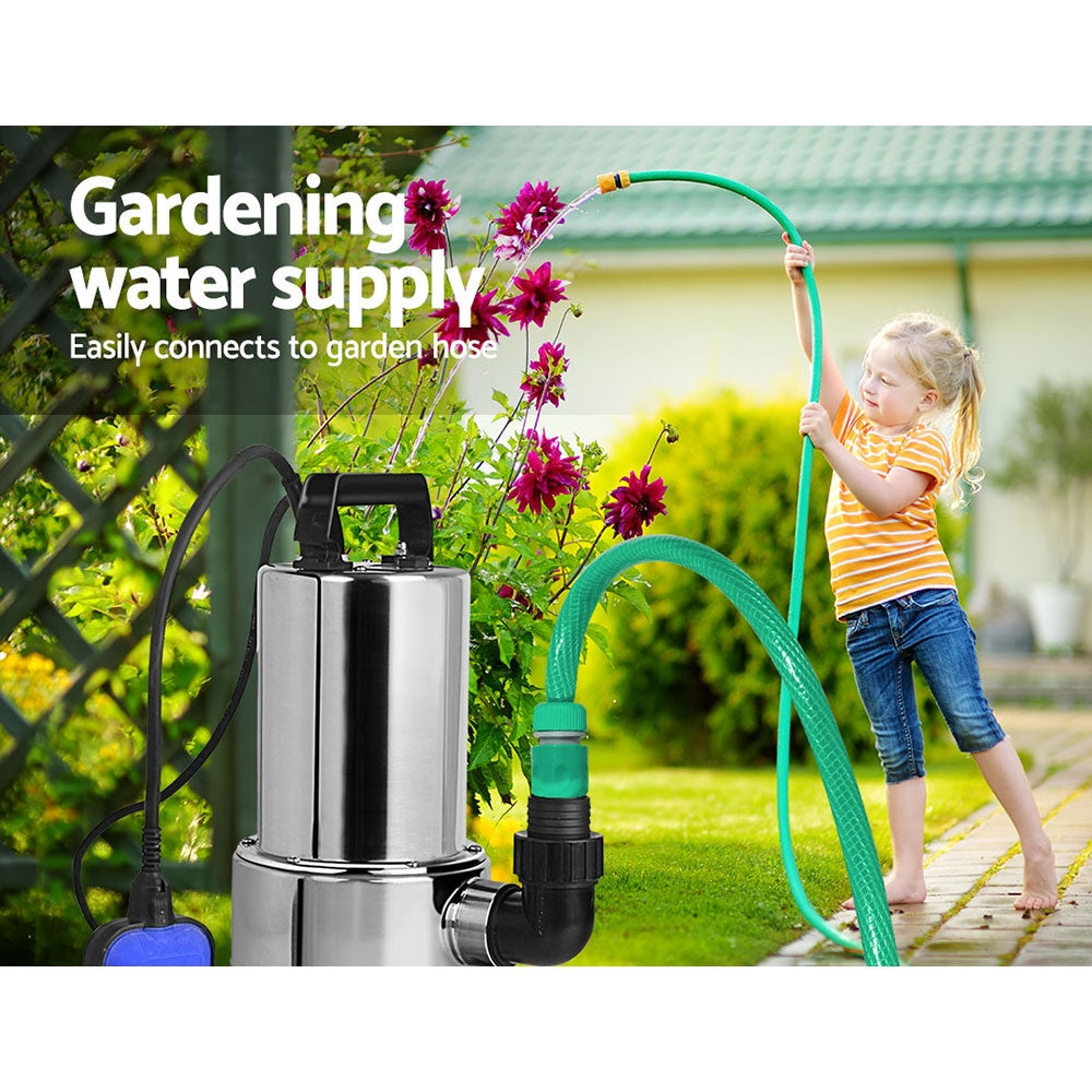 1800W Submersible Dirty Water Pump Bore Tank Well Steel Automatic Clean