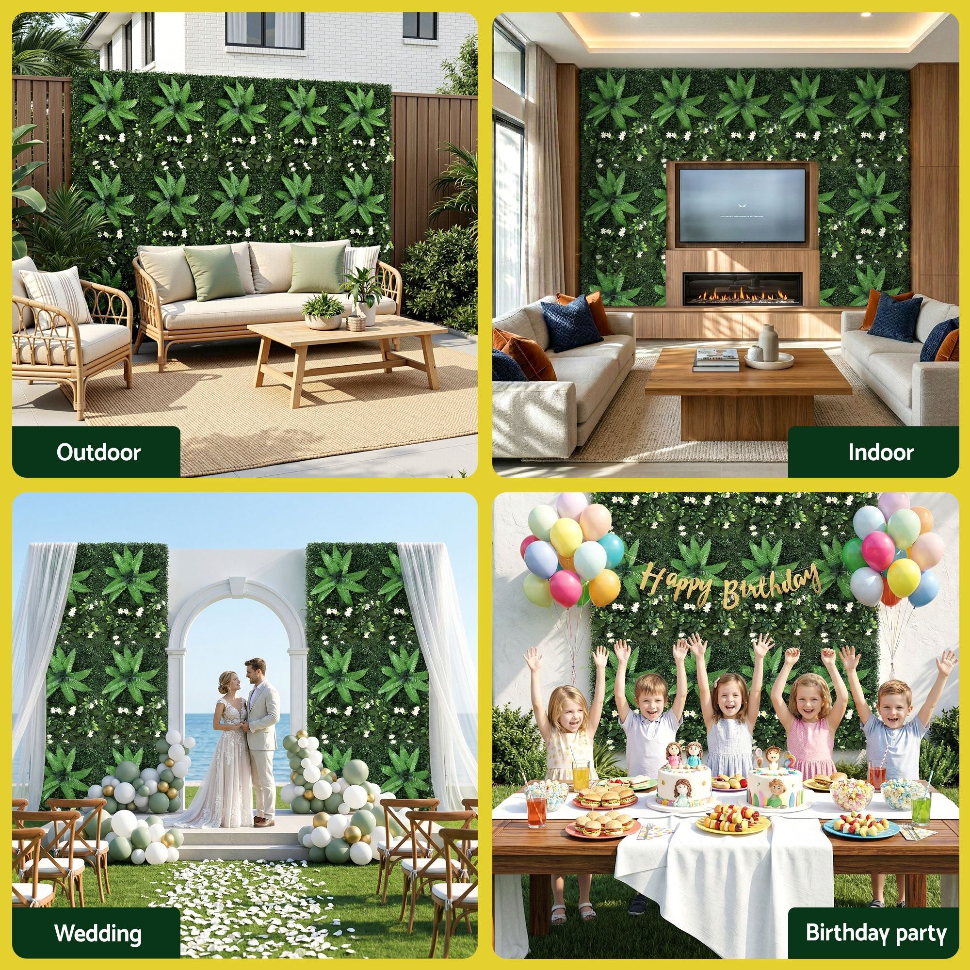 Gardeon 4PCS Artificial Plant Wall Panels 40X60CM Boxwood Panel Leaf Backdrop Backyard Green Decor