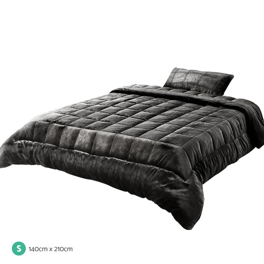 Faux Mink Quilt Charcoal Single