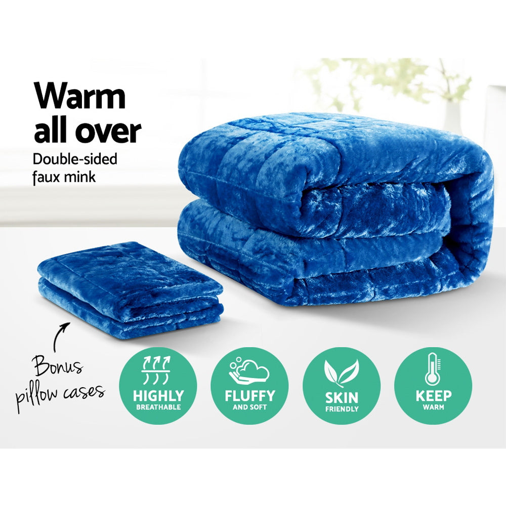 Faux Mink Quilt Blue Super King