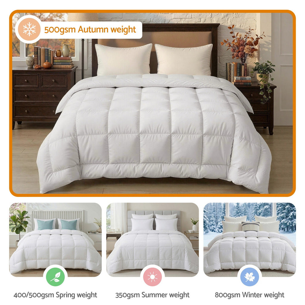 Giselle Bedding Wool Quilt 500GSM Thick Queen Winter Doona Baffle Box Construction 100% Wool Filling