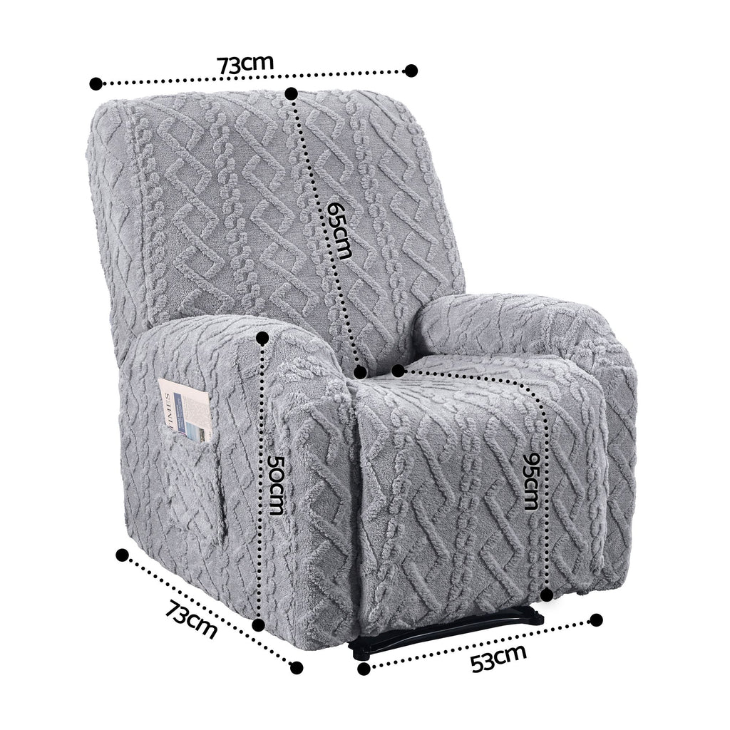 Artiss Recliner Chair Covers with Storage Side Pockets Grey