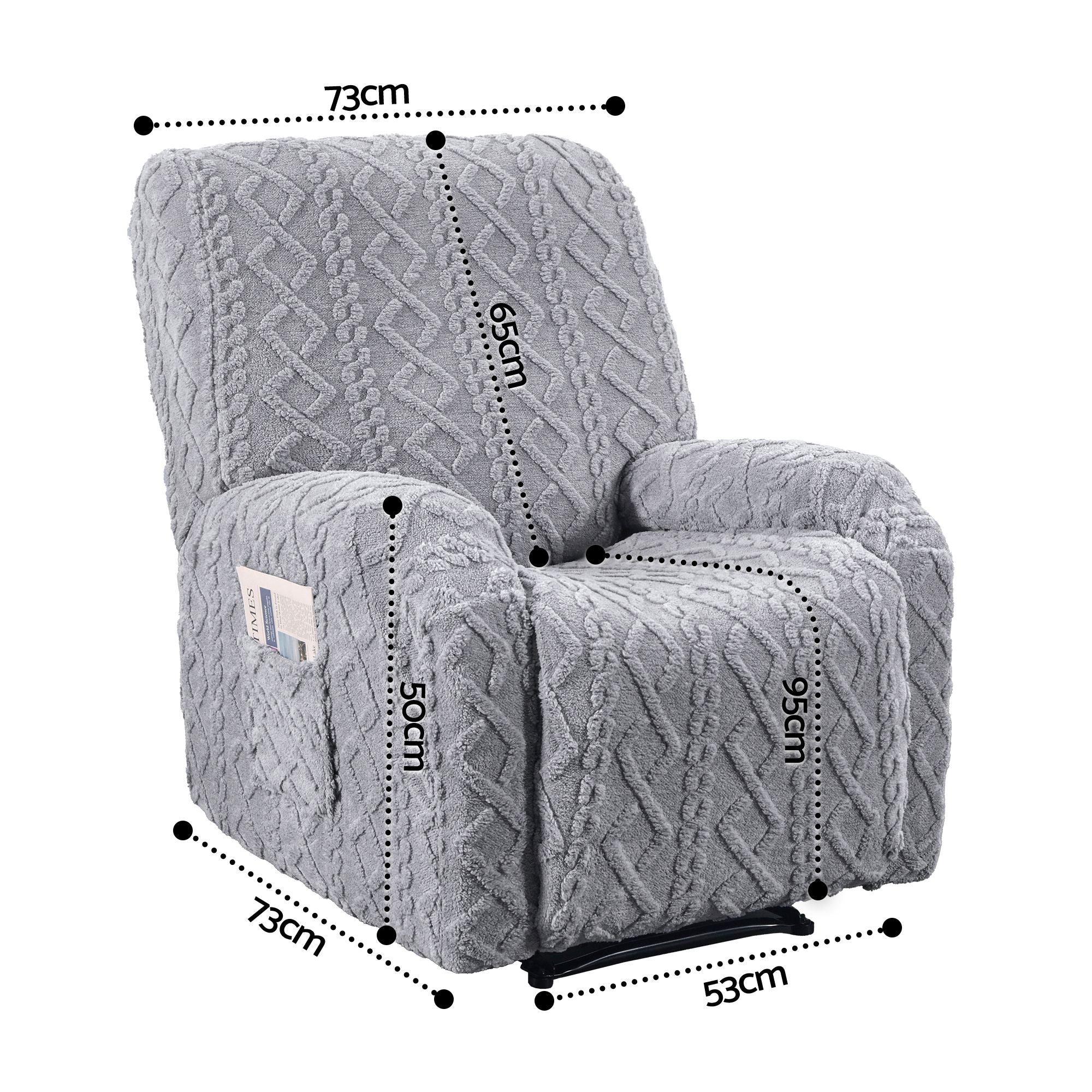 Artiss Recliner Chair Covers with Storage Side Pockets Grey