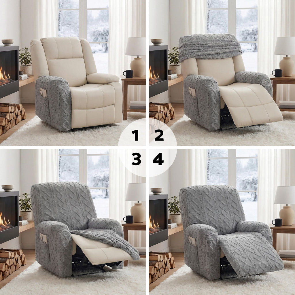 Artiss Recliner Chair Covers with Storage Side Pockets Grey