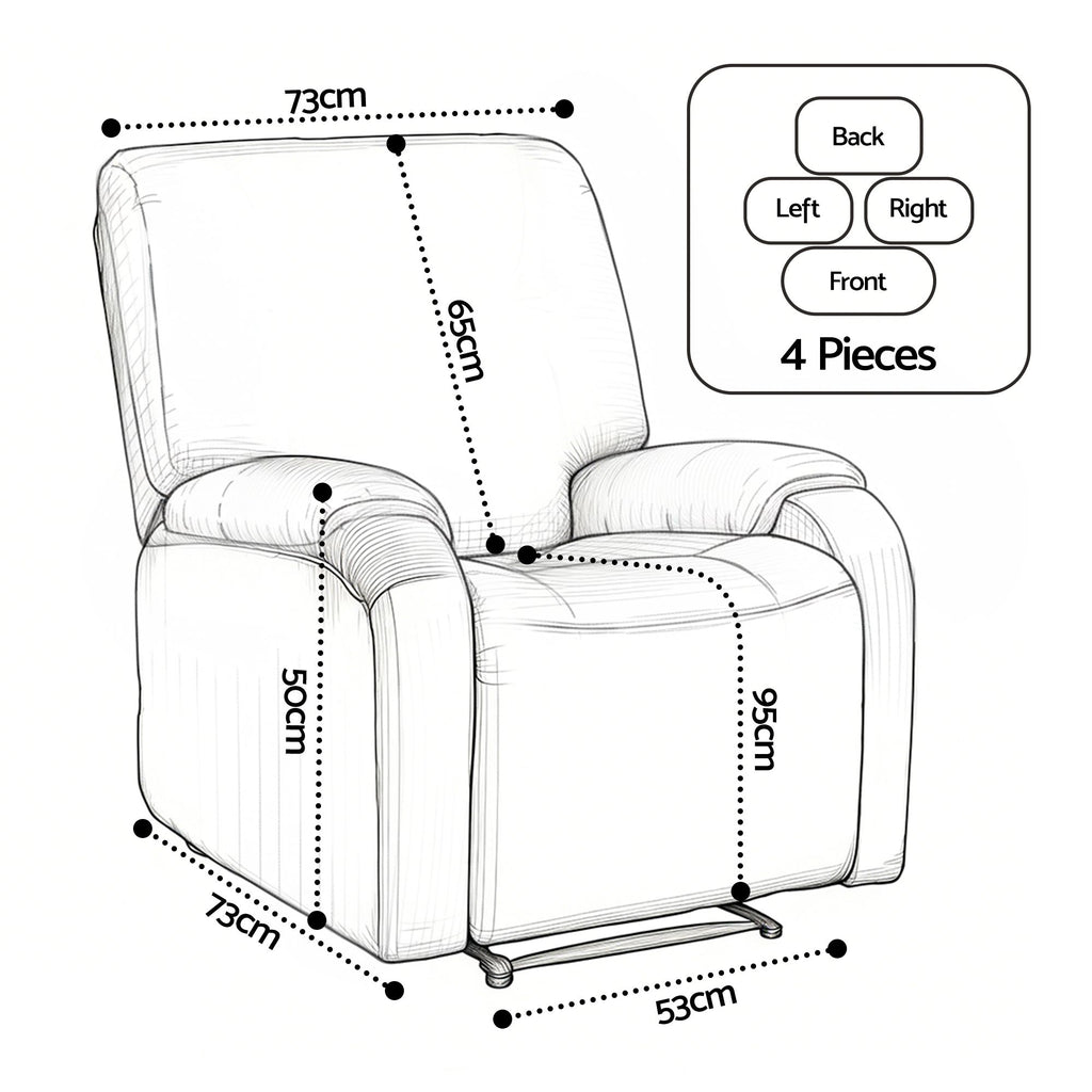 Artiss Stretch Kids Recliner Cover 4-Pieces Recliner Chair Slipcovers Printed Polyester