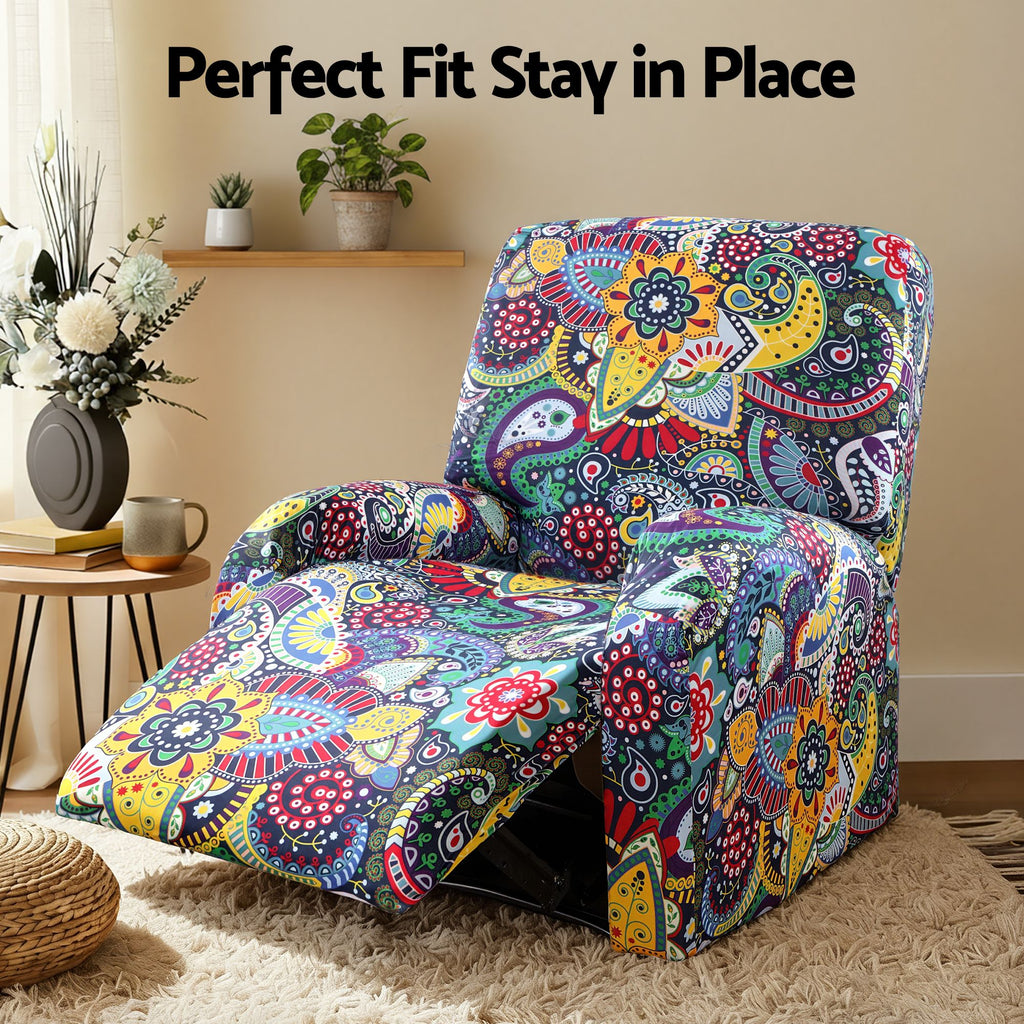 Artiss Stretch Kids Recliner Cover 4-Pieces Recliner Chair Slipcovers Printed Polyester