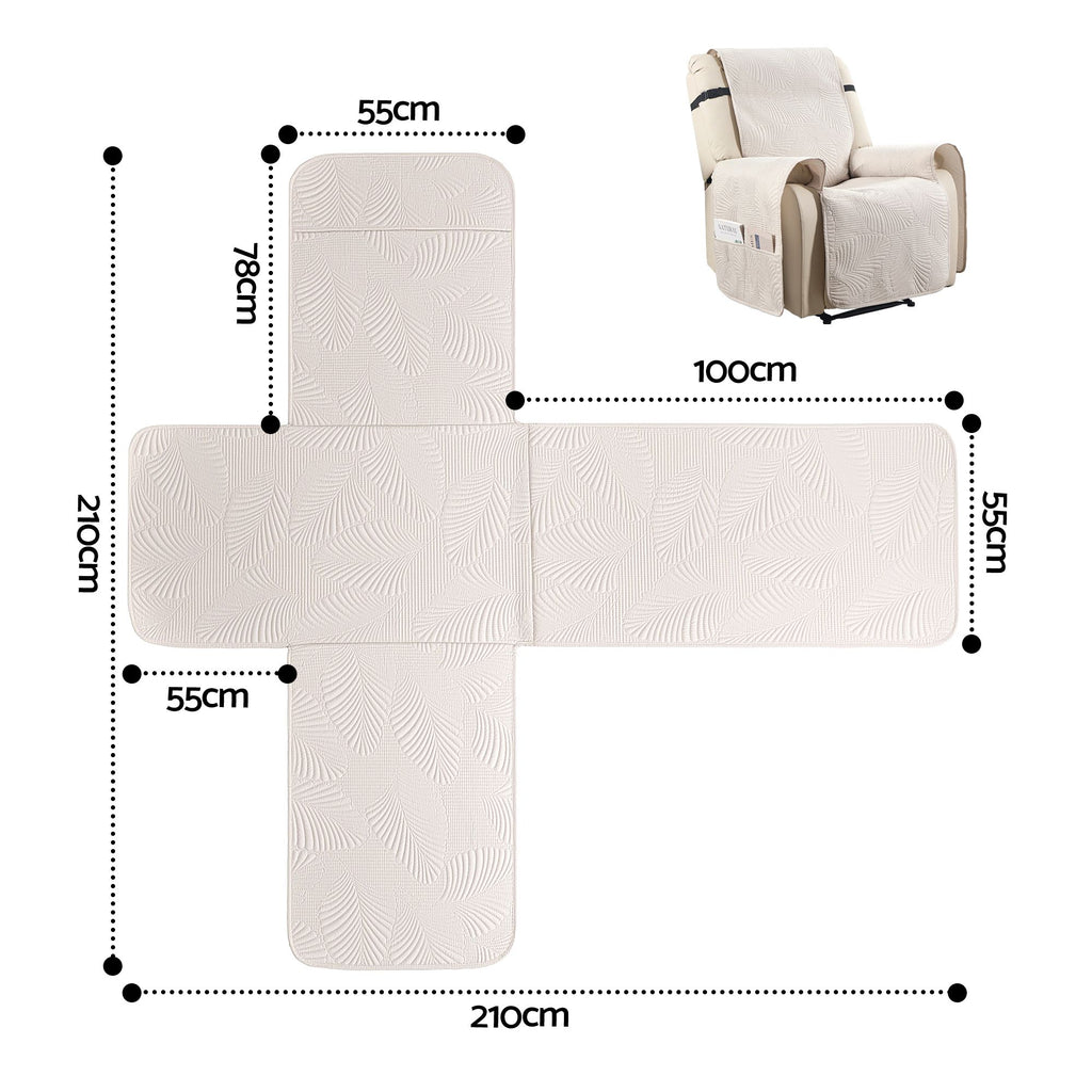 Artiss Quilted Recliner Chair Covers 100% Waterproof Recliner Slipcovers