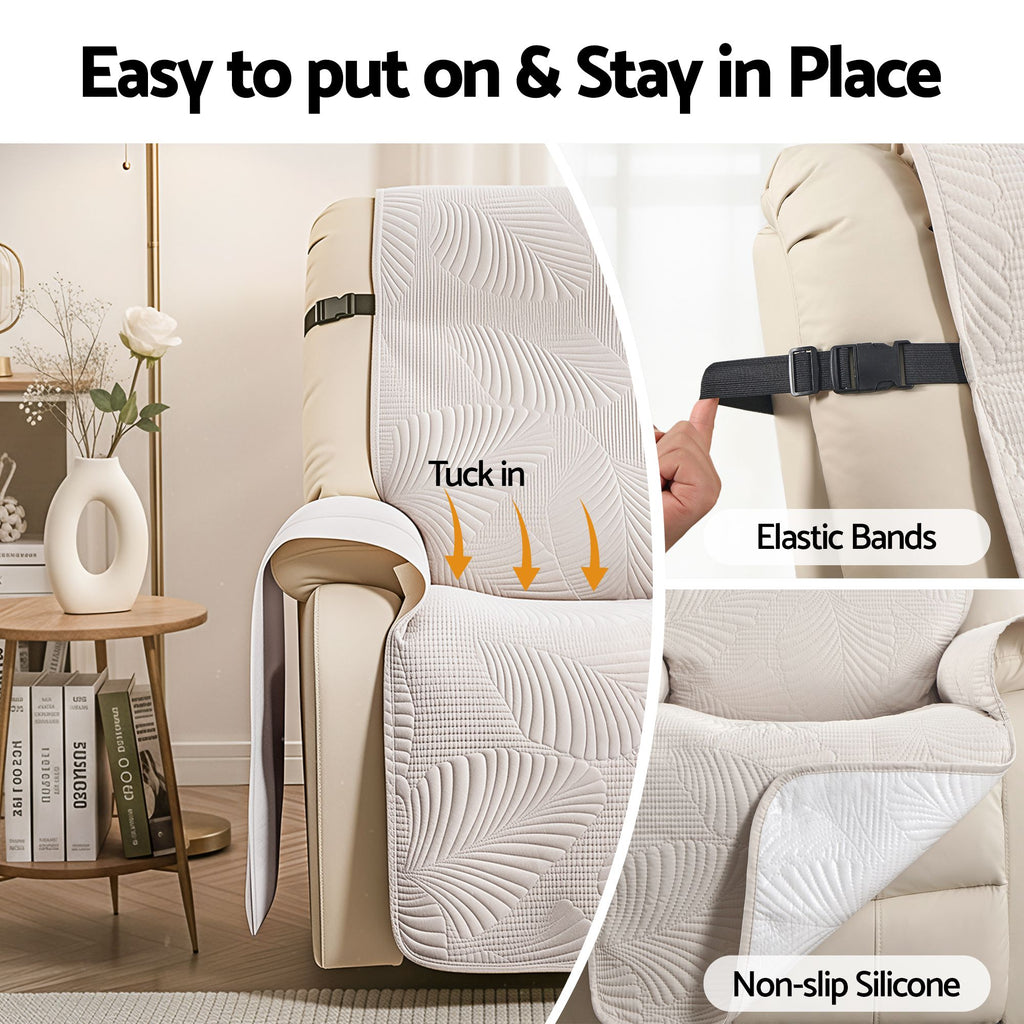 Artiss Quilted Recliner Chair Covers 100% Waterproof Recliner Slipcovers
