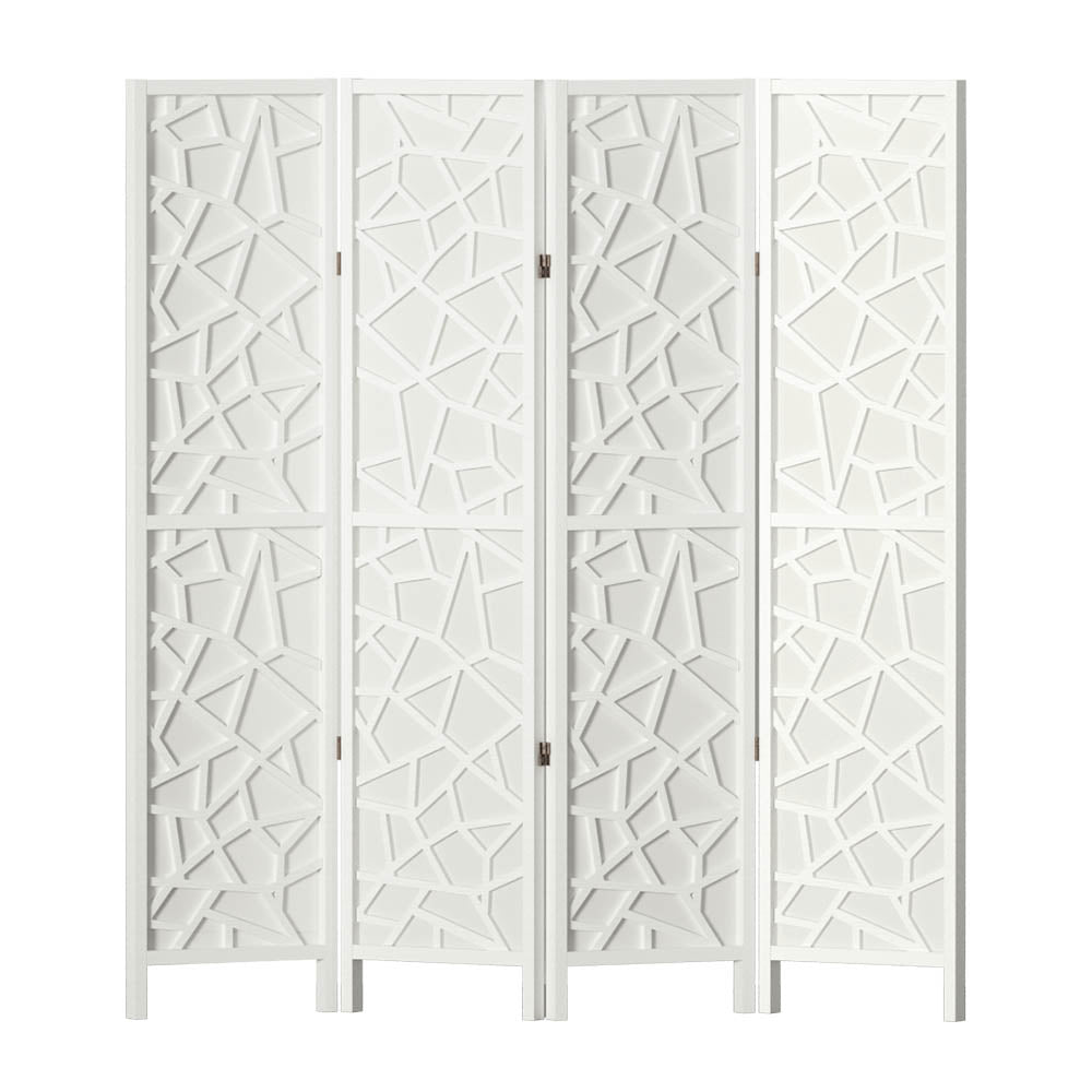 4 Panel Room Divider Screen 162x170cm Clover White