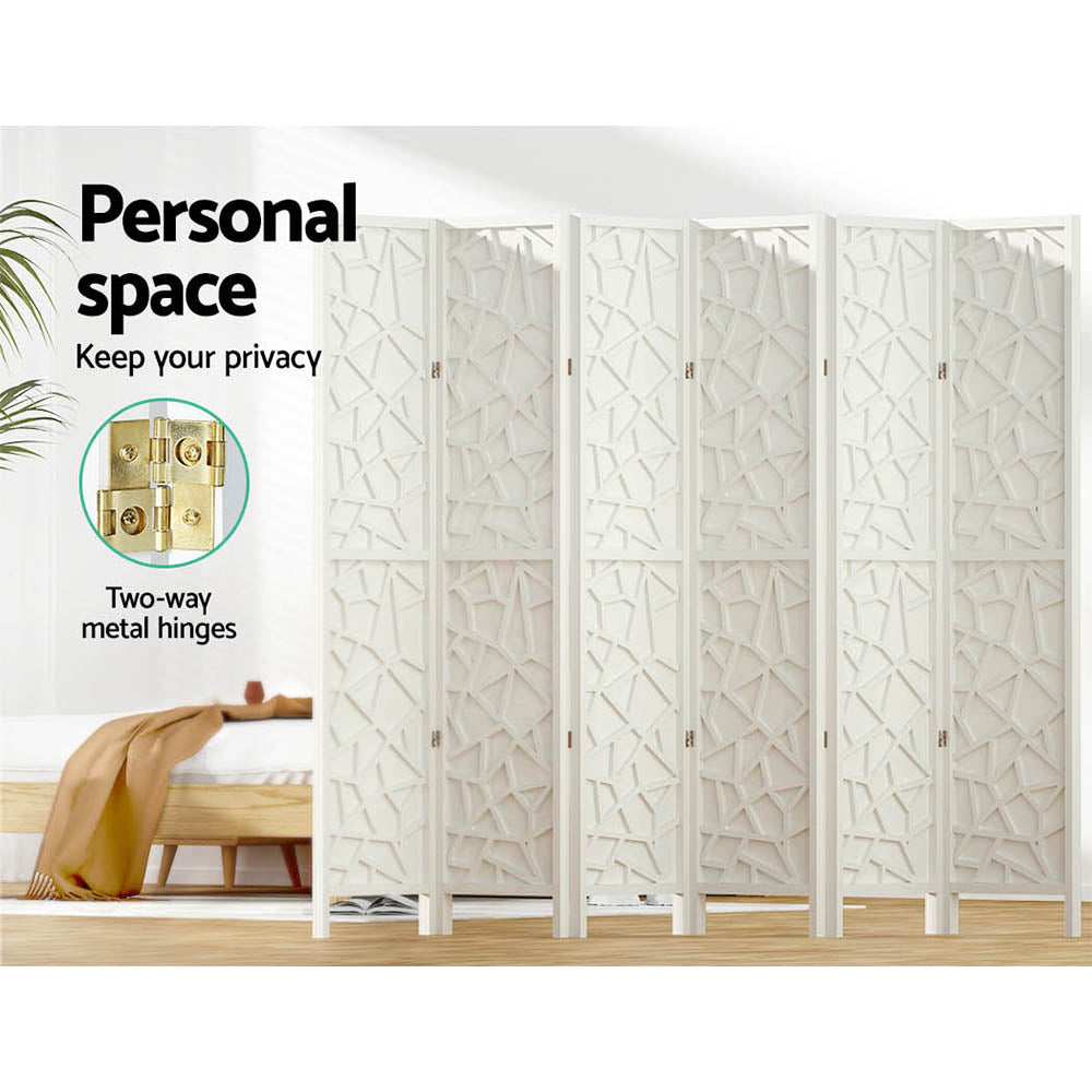 6 Panel Room Divider Screen 244x170cm Clover White