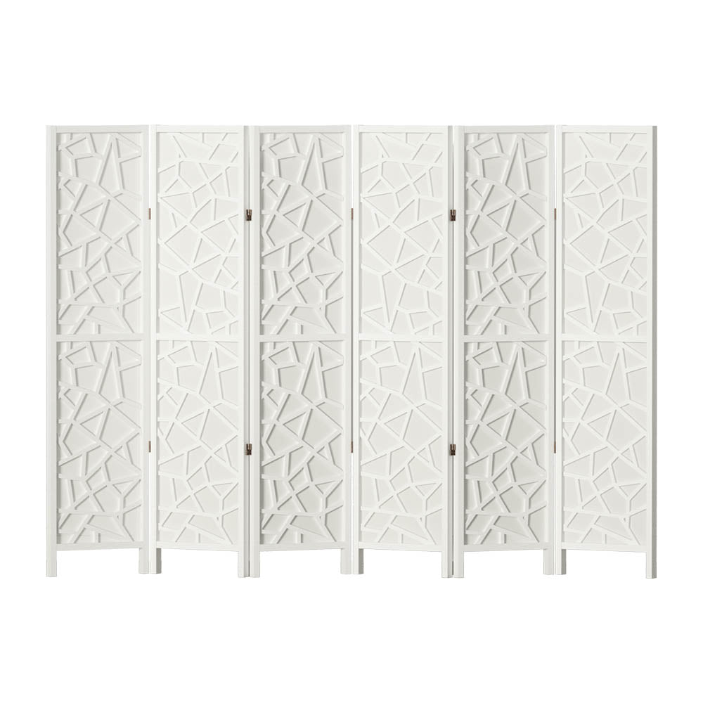 6 Panel Room Divider Screen 244x170cm Clover White
