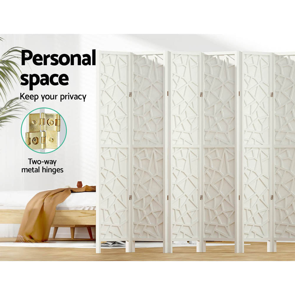 8 Panel Room Divider Screen 325x170cm Clover White