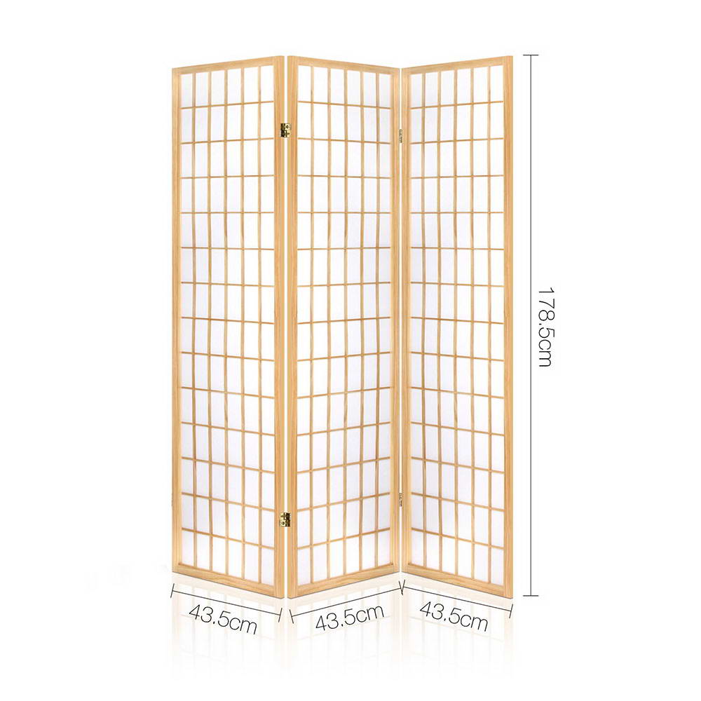 3 Panel Room Divider Screen 131x179cm Natural