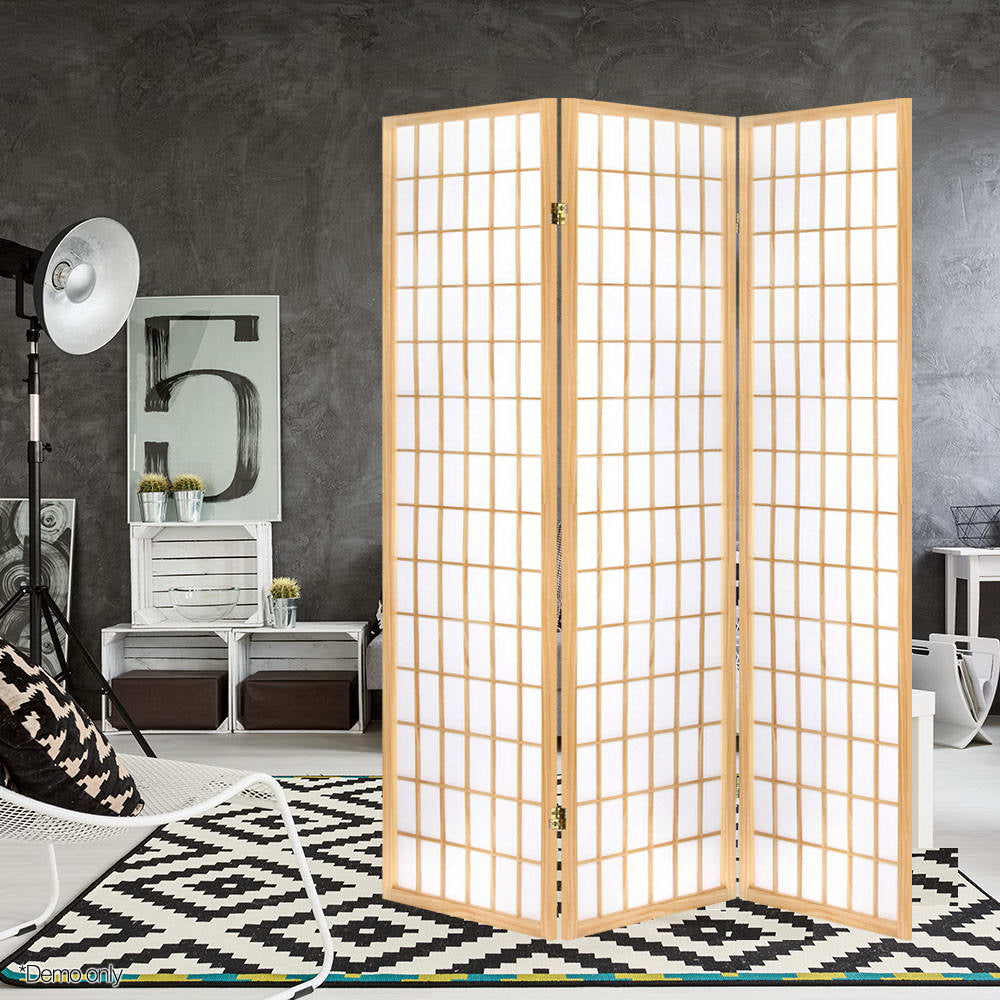 3 Panel Room Divider Screen 131x179cm Natural