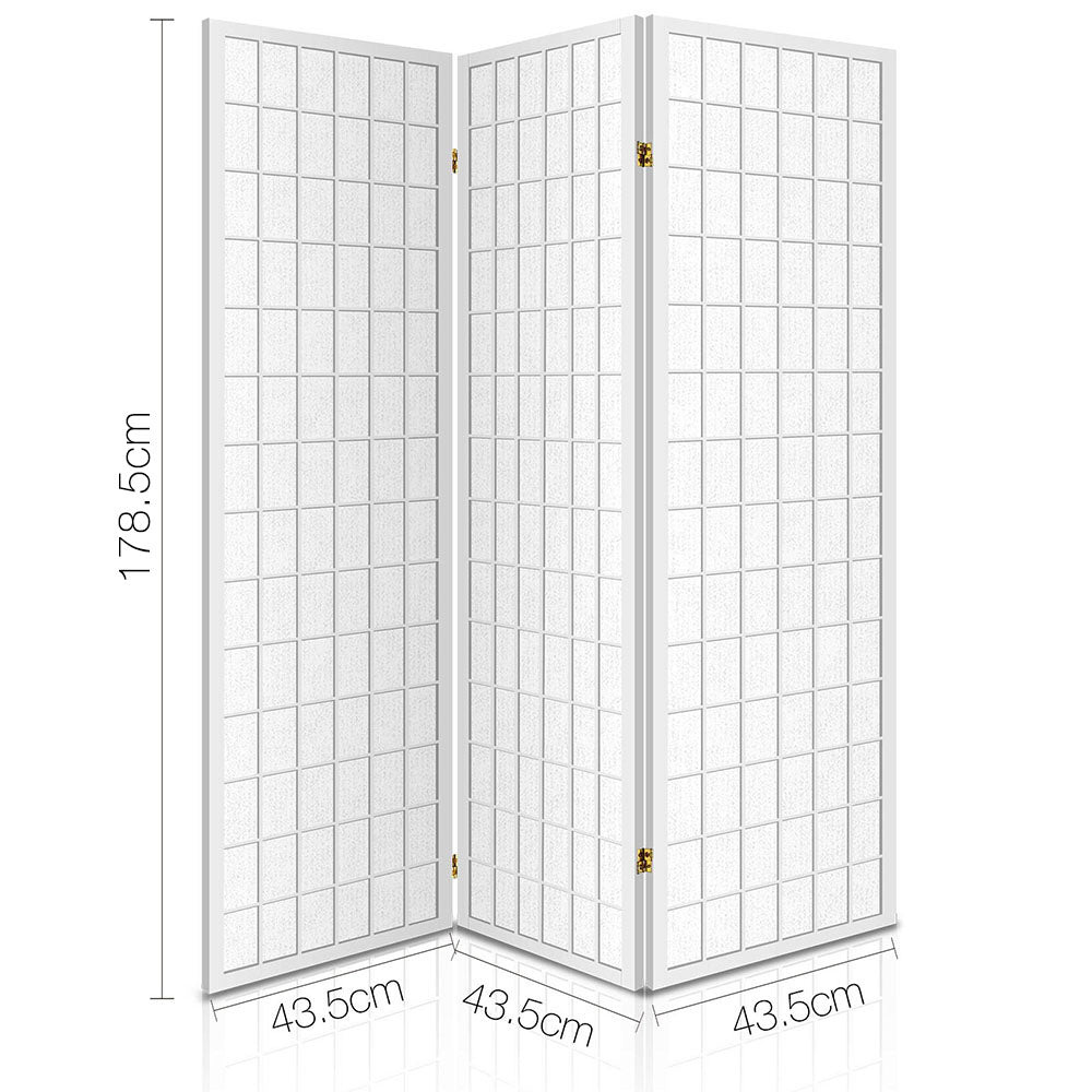 3 Panel Room Divider Screen 131x179cm White