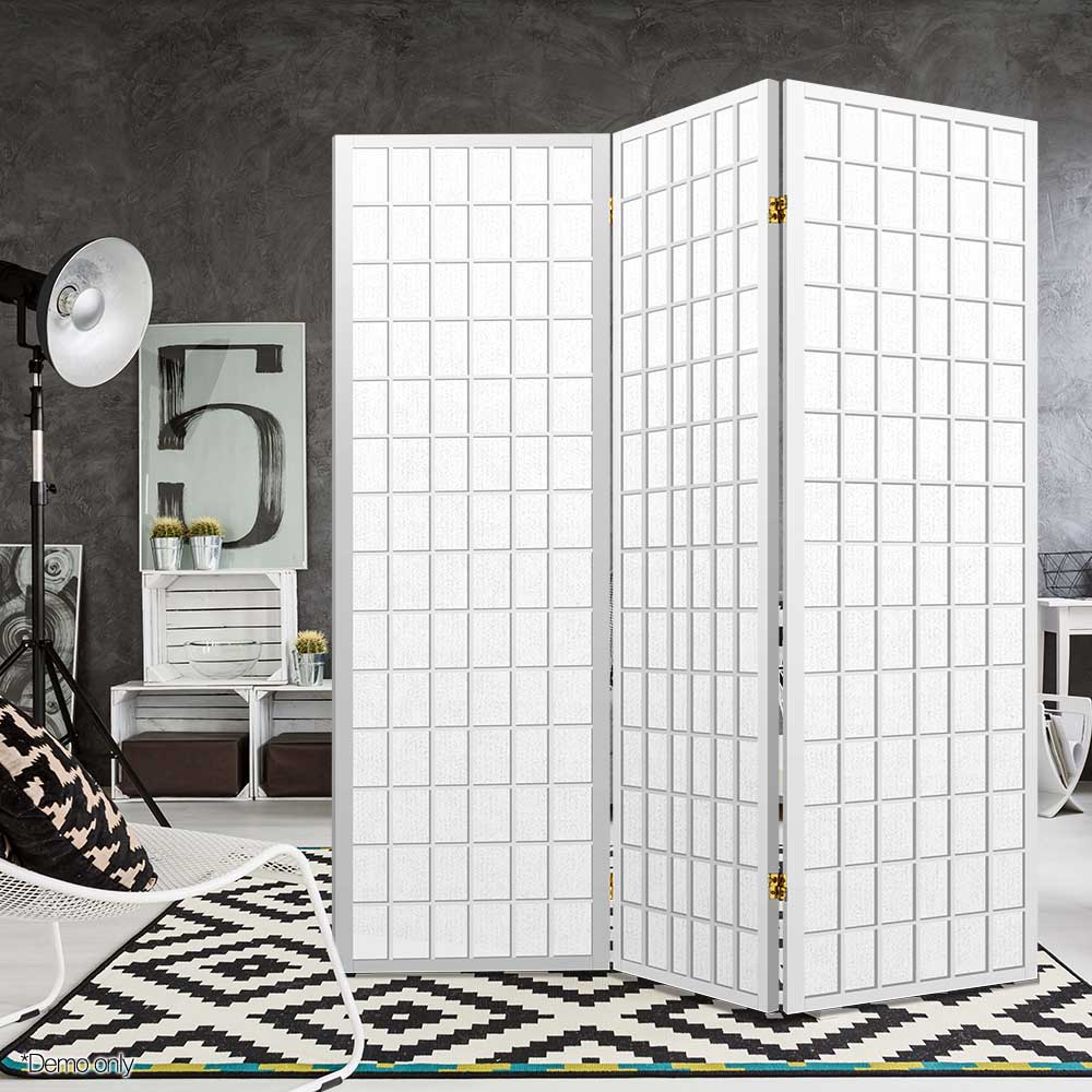 3 Panel Room Divider Screen 131x179cm White