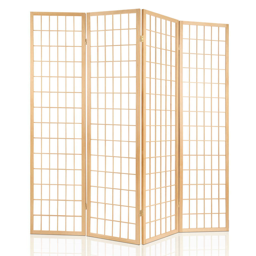 4 Panel Room Divider Screen 174x179cm Natural