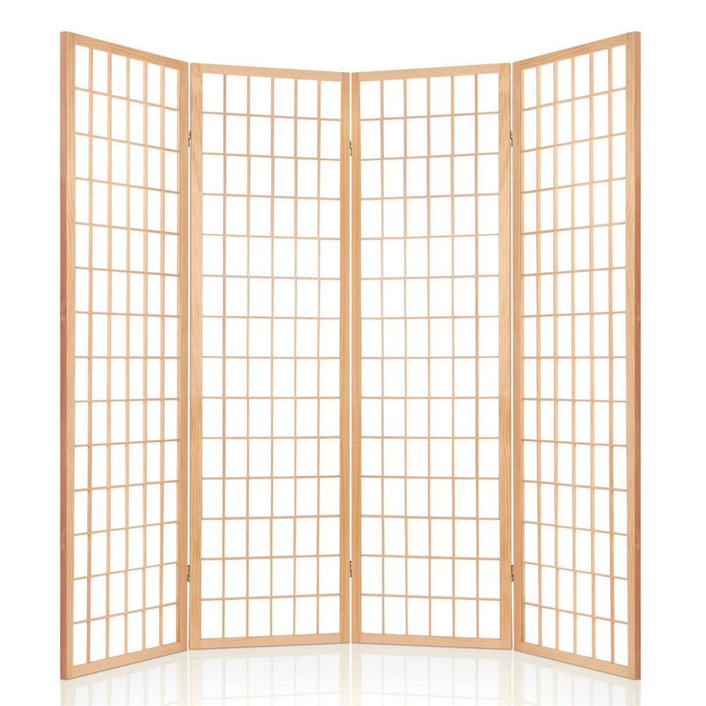 4 Panel Room Divider Screen 174x179cm Natural