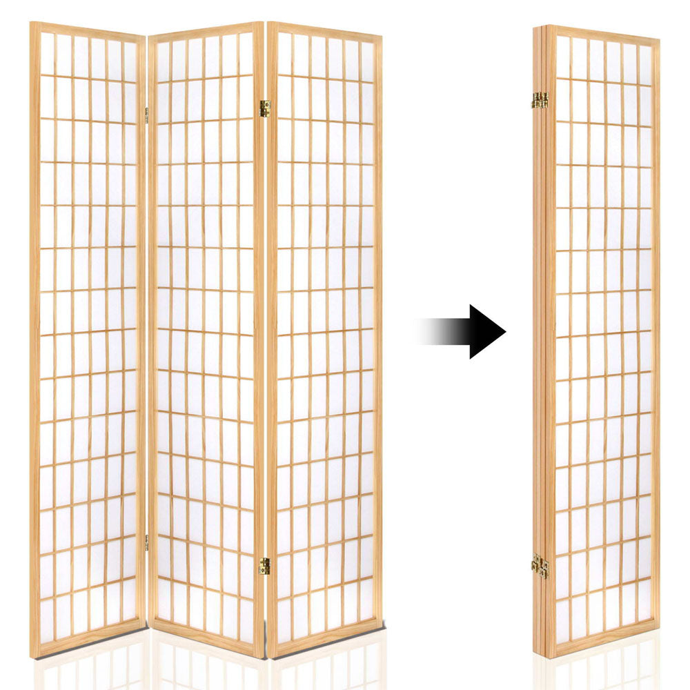 4 Panel Room Divider Screen 174x179cm Natural