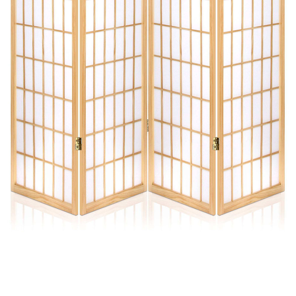 4 Panel Room Divider Screen 174x179cm Natural