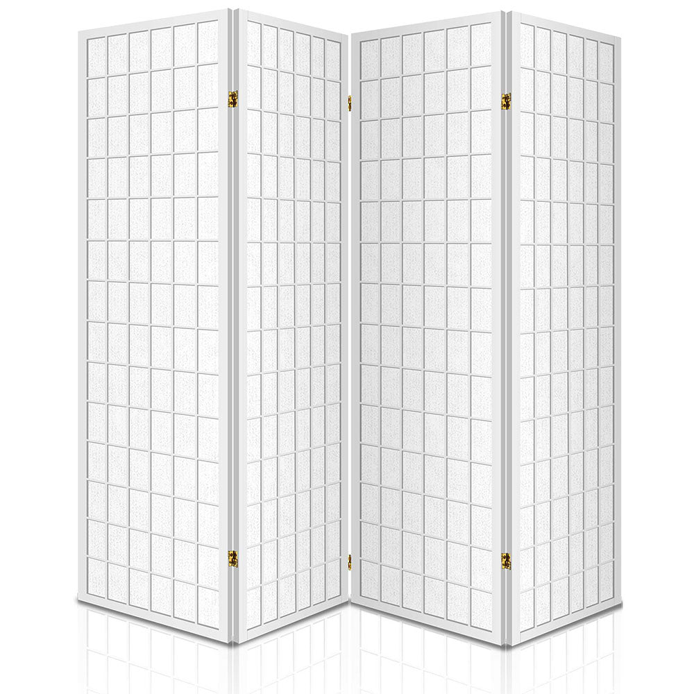 4 Panel Room Divider Screen 174x179cm White