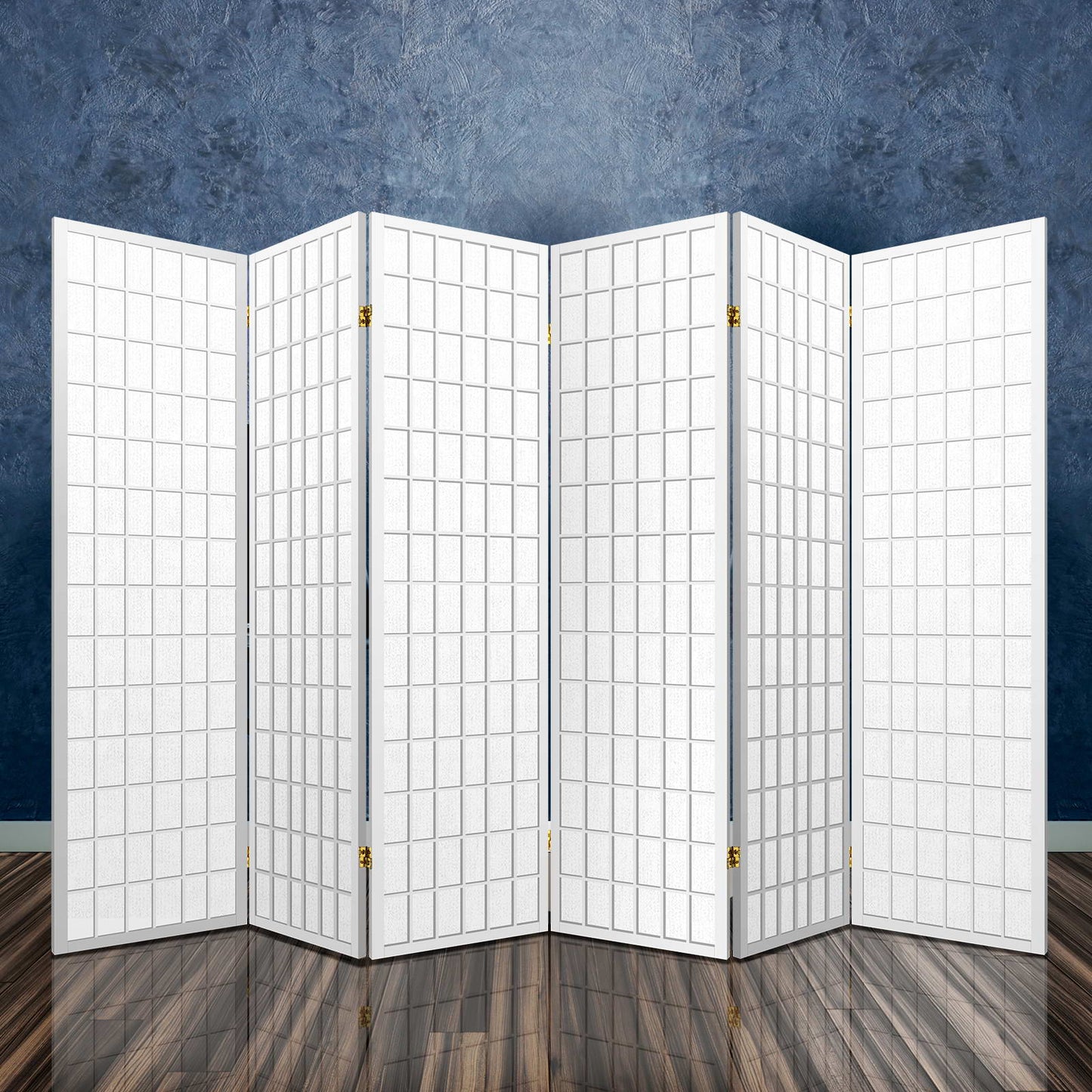 6 Panel Room Divider Screen 261x179cm White