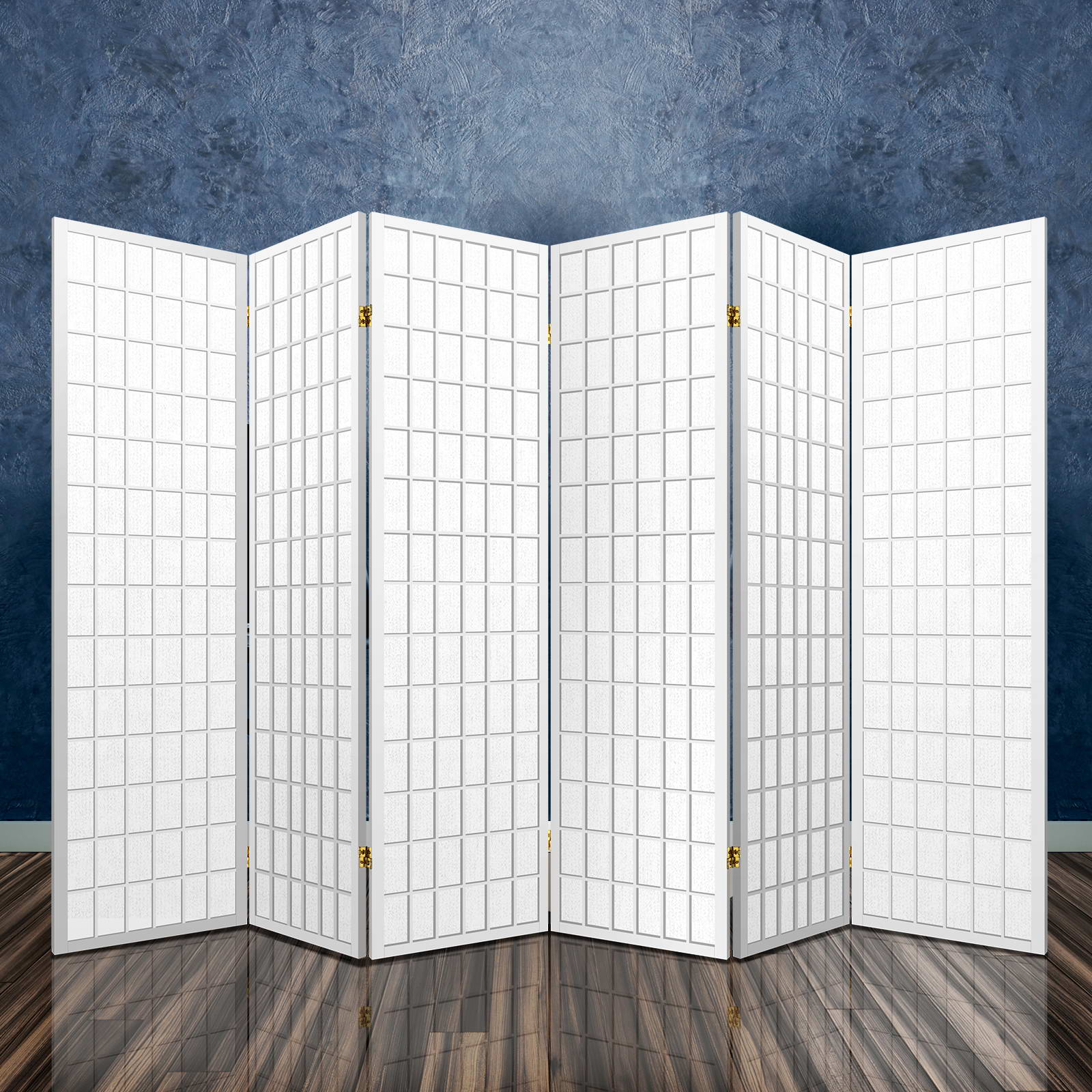 6 Panel Room Divider Screen 261x179cm White