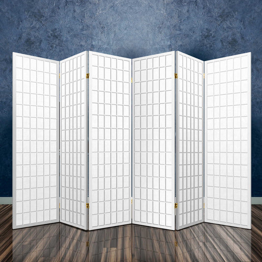 6 Panel Room Divider Screen 261x179cm White