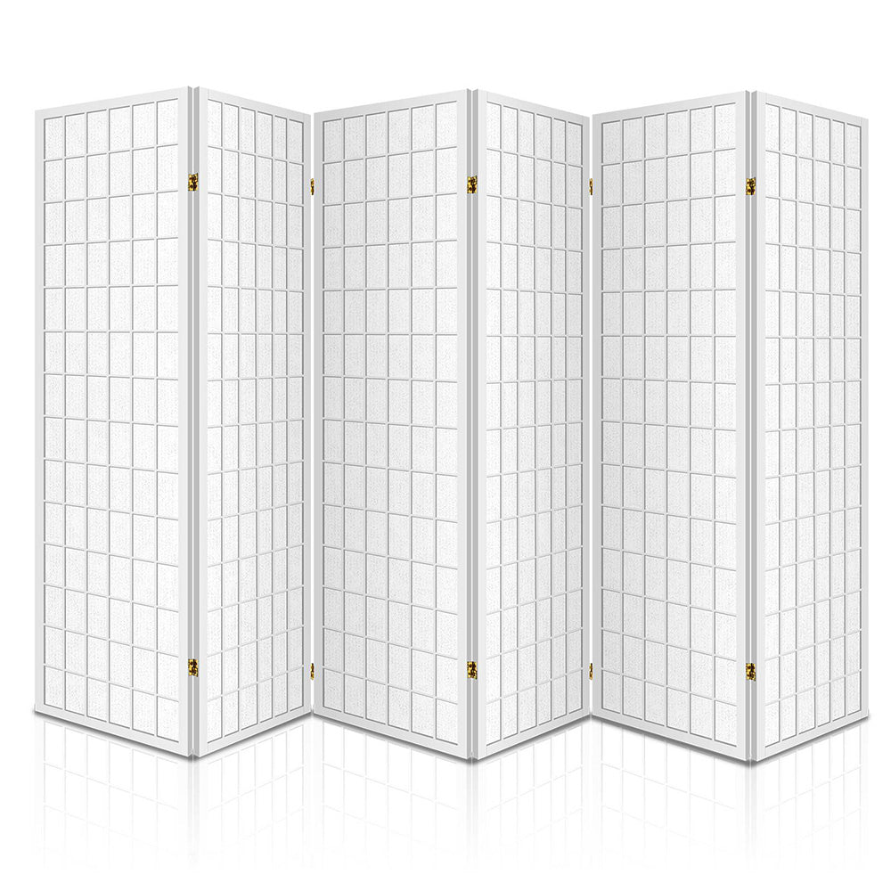 6 Panel Room Divider Screen 261x179cm White