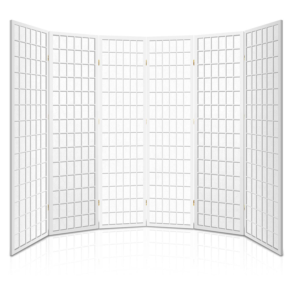 6 Panel Room Divider Screen 261x179cm White