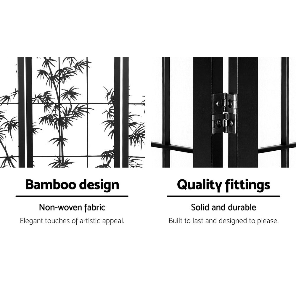 8 Panel Room Divider Screen 348x179cm Bamboo Black White