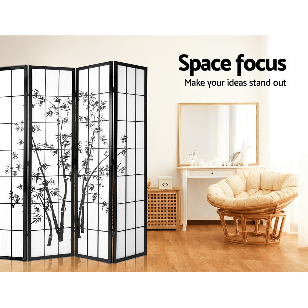 8 Panel Room Divider Screen 348x179cm Bamboo Black White