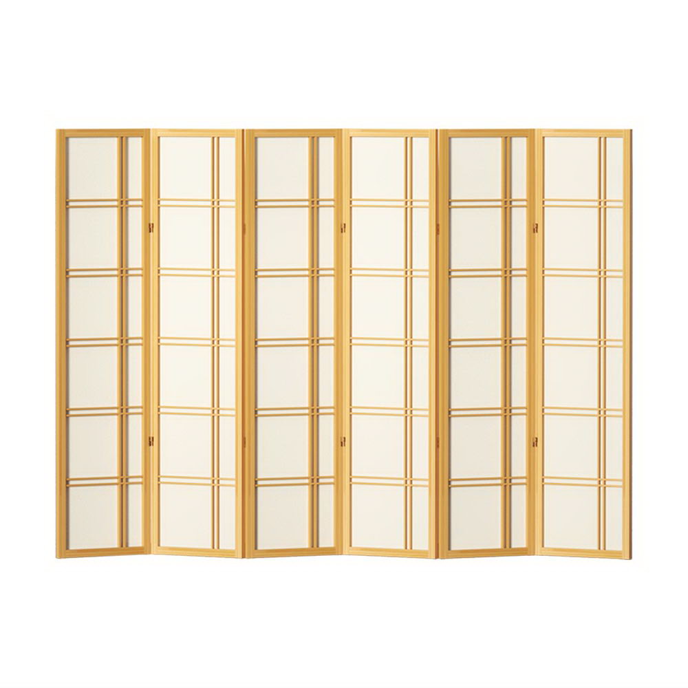 6 Panel Room Divider Screen 265x179cm Nova Natural