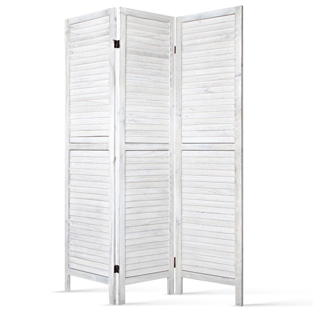 3 Panel Room Divider Screen 120x170cm Louver White