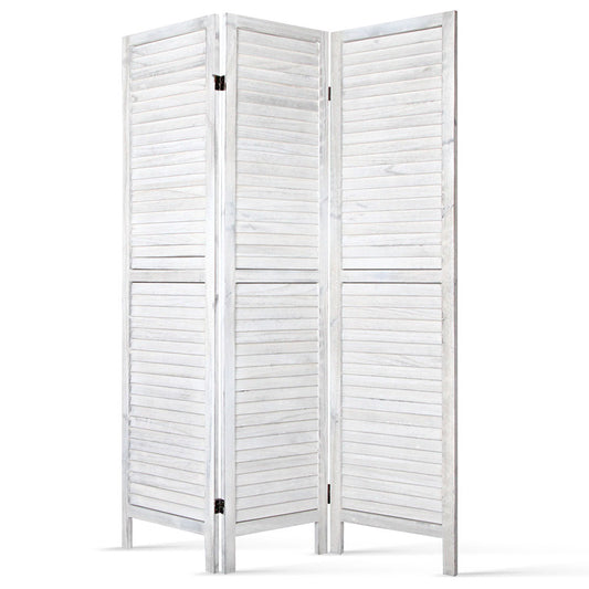 3 Panel Room Divider Screen 120x170cm Louver White