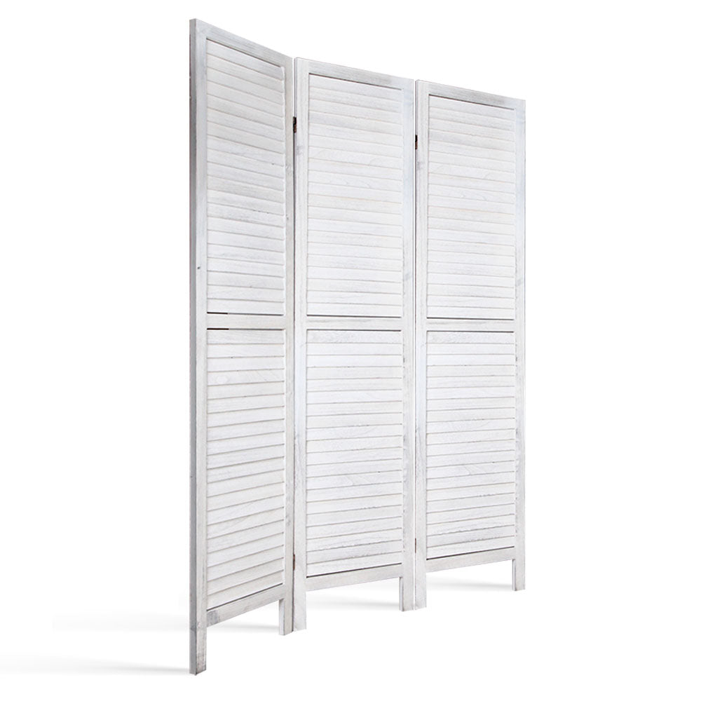 3 Panel Room Divider Screen 120x170cm Louver White