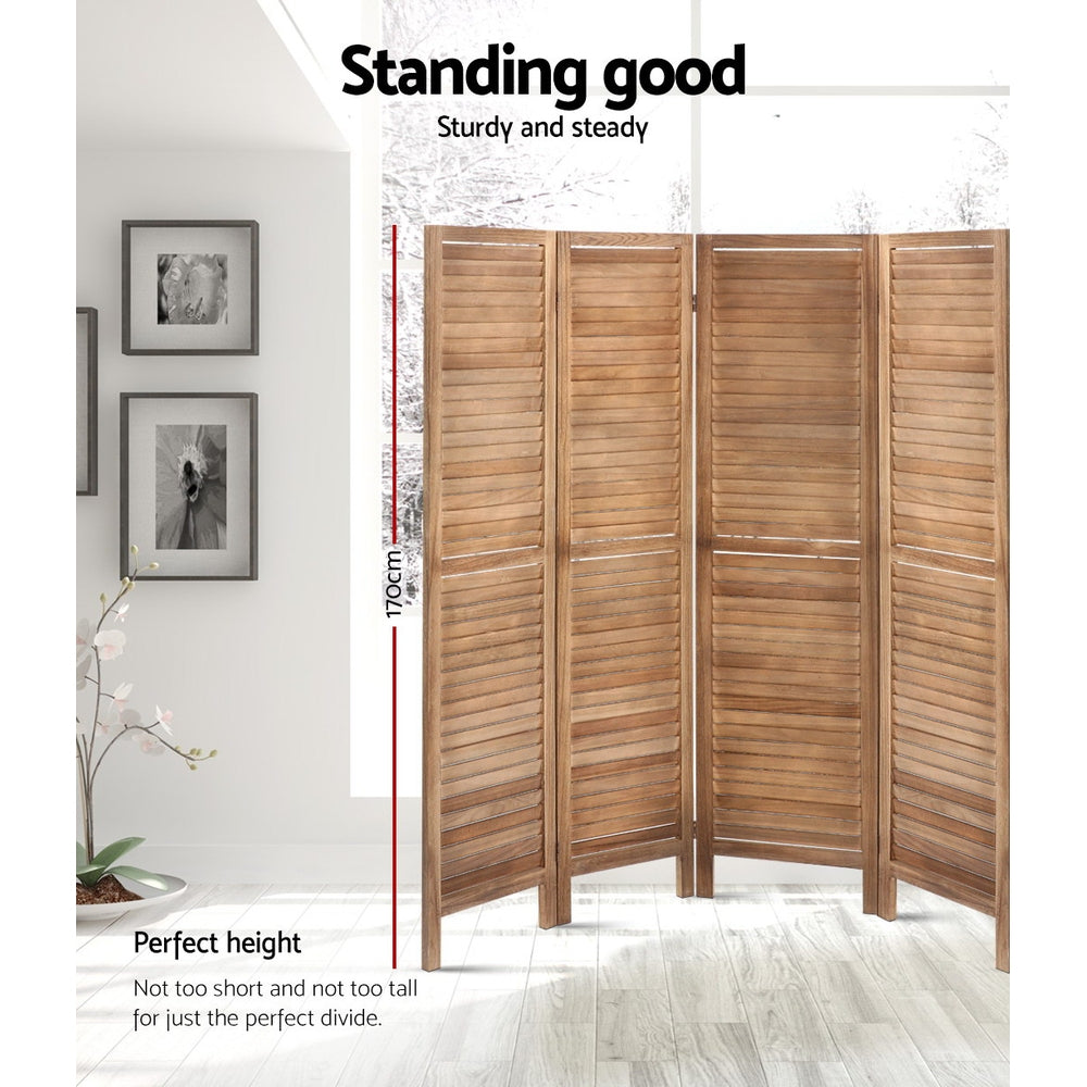 8 Panel Room Divider Screen 326x170cm Louver Oak